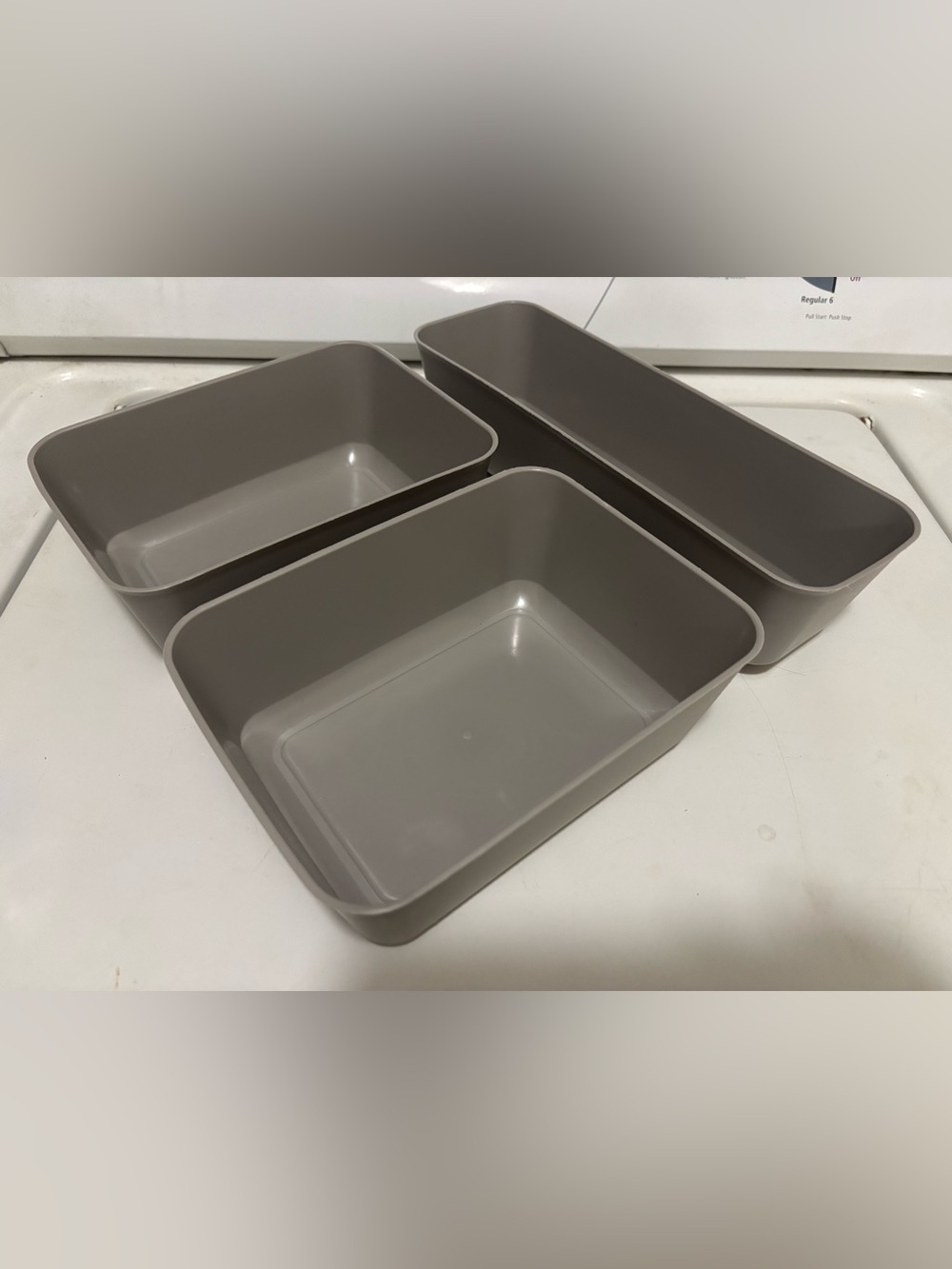 Minimalist Gray Plastic Storage Bins Set of 3